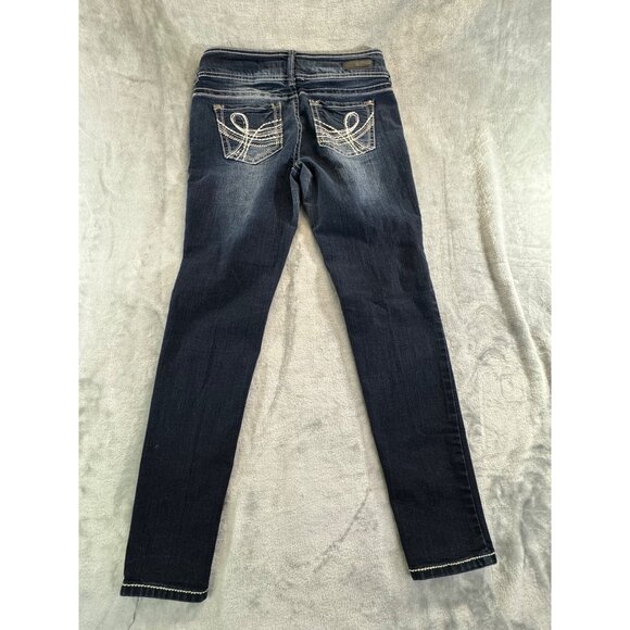 Wallflower womens pants size 11 blue denim distressed jeans pre owned - Picture 12 of 16